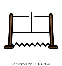 Frame Saw Carpenter Wood Working Tool Icon Illustration
