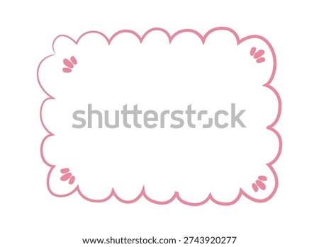 Frame with scallop border and soft rounded corner drawn in doodle line. Hand drawn outline with cute touch for note and message space. Vector illustration