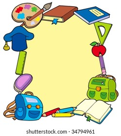Frame from school objects - vector illustration.