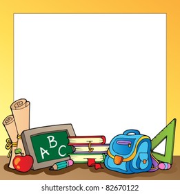 Frame with school supplies 1 - vector illustration.