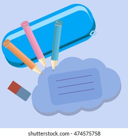 Frame with school supplies.Vector illustration.