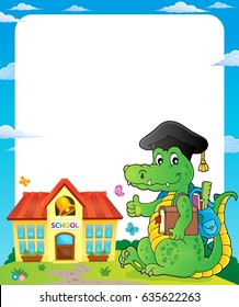 Quadro com tema de escola crocodilo - eps10 ilustração vetor.