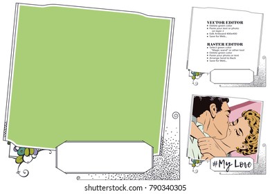 Frame for scrapbook, banner, sticker and other design. Suitable for web, social network and online store. Vector illustration
