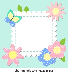Frame with scrapbook elements. Vector template for greeting cards.