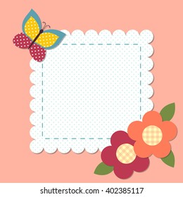 Frame with scrapbook elements. Vector template for greeting cards.
