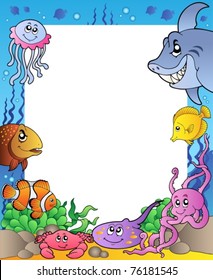 Frame with sea fishes 1 - vector illustration.