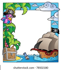 Frame with sea and pirate theme 1 - vector illustration.