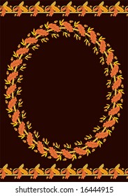 frame and seamless borders with leaves of oak