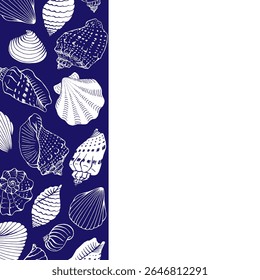 Frame with seashells. Hand drawn vector illustration.