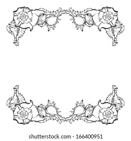 Frame of seashells sketch