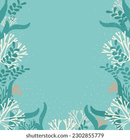 frame with seaweed. Vector illustration