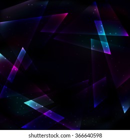 The frame of semi-transparent soap transparent space glowing space of triangles retro background.