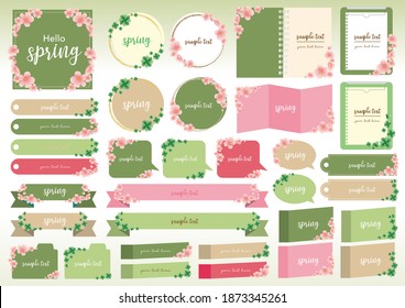 
Frame set with beautiful cherry blossoms and clover