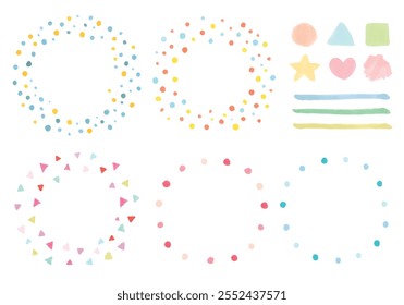 Frame set of colorful dots in watercolor style