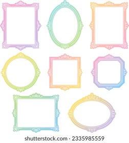 Frame set of colorful gradient colored European style picture frames