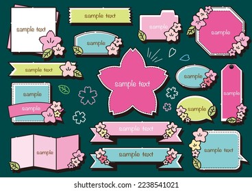 Frame set with cute cherry blossoms