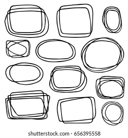 Frame set of different shapes and sizes.Hand drawn cartoon doodle vector illustration.