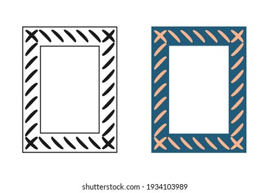 Frame set in doodle style, vector, creative ornate for web photo, cards, scrapbooking, white background