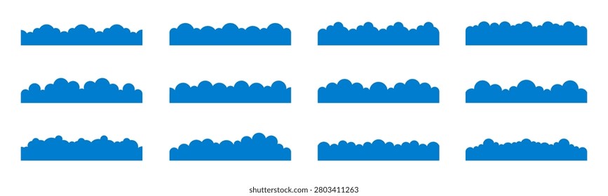 Сloud frame set, fluffy blue clouds
