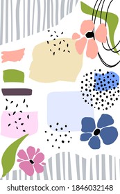 frame from a set of hand drawn doodle shapes and bright colors, design elements. Trendy composition of abstract art templates. for postcards, posters, social networks, banner and web design.