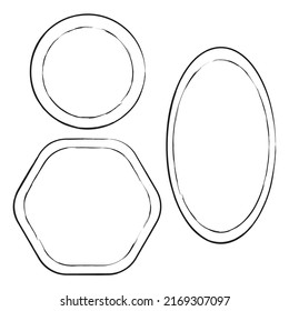 frame set. Ink paint brush stain. Design element. Brush texture. Vector illustration. stock image. 