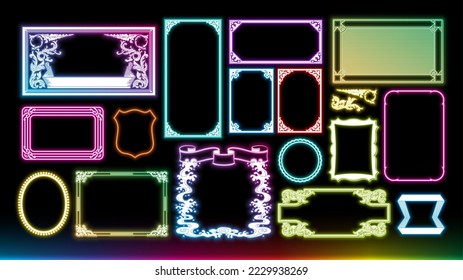 Frame set with Japanese style Neon signboard design.It is vector data that is easy to edit.