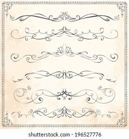 frame set of old-fashioned vector dividers hand drawn frame straight nails texture medieval edge drawn architectural ornate beauty set art twist ornamental classical swirling flag divider victorian il