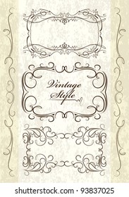Frame set on old paper. Vector