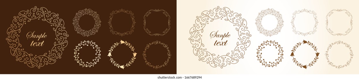 It is a frame set of plant motifs, leaves and branches, images of nature, organic and natural design materials.
