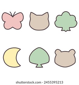 Conjunto de marco con Formas lindas simples de animales y plantas.
