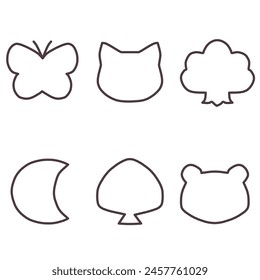 Frame set with simple cute shapes of animals and plants.