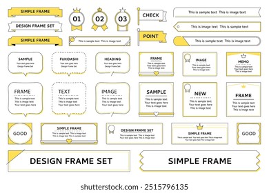 Frame set simple line design decoration ornament border title heading speech bubble yellow