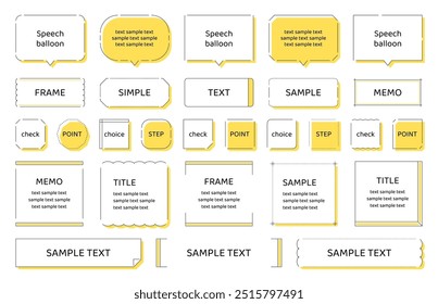 Frame set simple line design decoration ornament border title heading speech bubble yellow