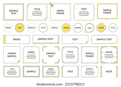 Frame set simple line design decoration ornament border title heading speech bubble Yellow