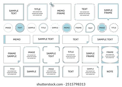 Frame set simple line design decoration ornament border title heading speech bubble 
blue