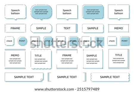 Frame set simple line design decoration ornament border title heading speech bubble blue
