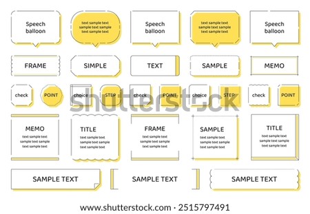 Frame set simple line design decoration ornament border title heading speech bubble yellow