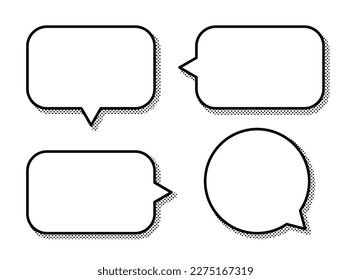 Frame set of simple speech bubbles. Vector illustration with shadow.