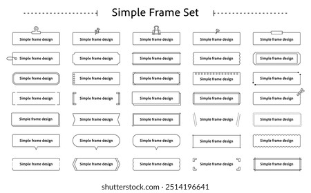 Frame set speech bubble pop decoration decorative line variation line drawing simple cute black and white