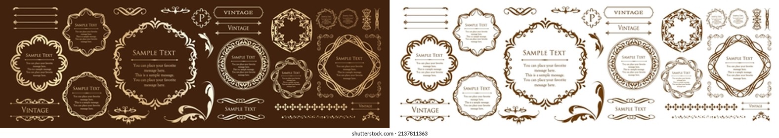frame set with spring plant motifs. Vintage flower. Decorative design.