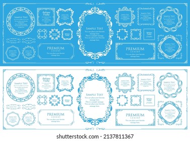 frame set with spring plant motifs. Vintage flower. Decorative design.