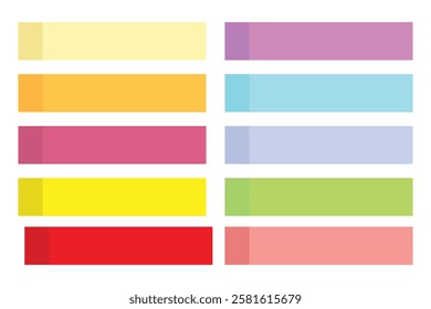 A frame set of sticky notes. Set of multi colors  stick paper notes message on white background. Different stick notes illustration.  Vector illustration. Set of paper notes. 