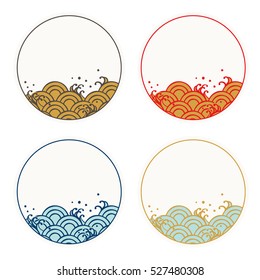 Frame set of Traditional Japanese wave pattern