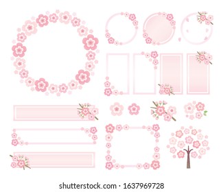 Frame set of various cherry blossoms