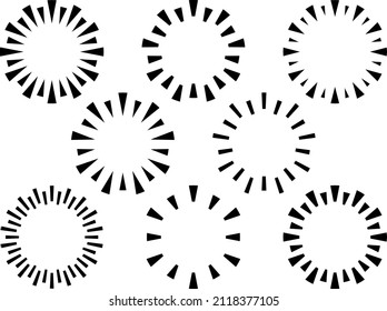 Frame set of various triangles arranged in a radial circle