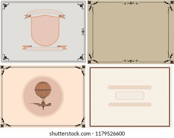 Frame set, vintage steampunk backgrounds, menu with cogs and gears on canvas paper