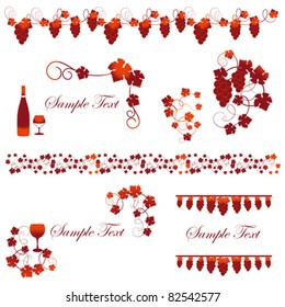 frame set of wine and grapes