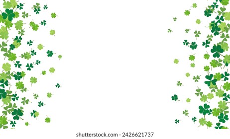 Frame shamrock or clover leaves flat design green backdrop vector illustration isolated for St. Patrick Day. season