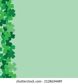 Frame of shamrocks on a green background on the left.