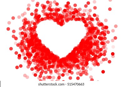 Frame in the shape of a heart made of sparkling confetti. Valentines day card template